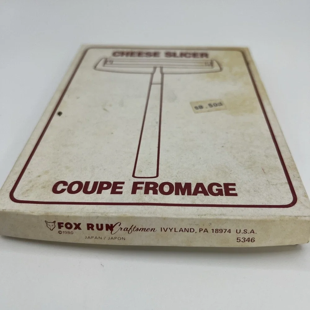 Vintage 80s Fox Run Craftsmen Cheese Slicer Coupe Fromage Wood Handle with‎ Box